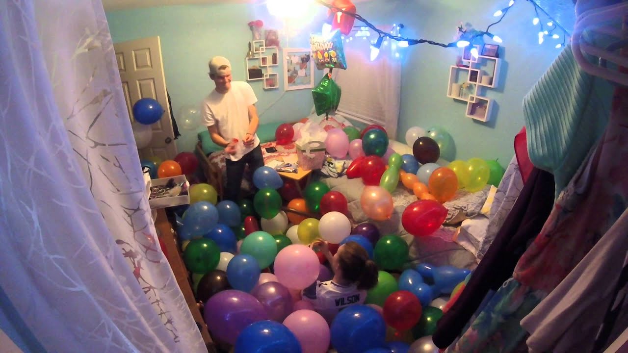 Filled Girlfriends Room With Balloons For Her Birthday Youtube