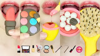 asmr EDIBLE COSMETIC (SUGARCRAFT) EDIBLE HAIRBRUSH 먹는 화장품 슈가폰던트 이모지 먹방 eating sounds