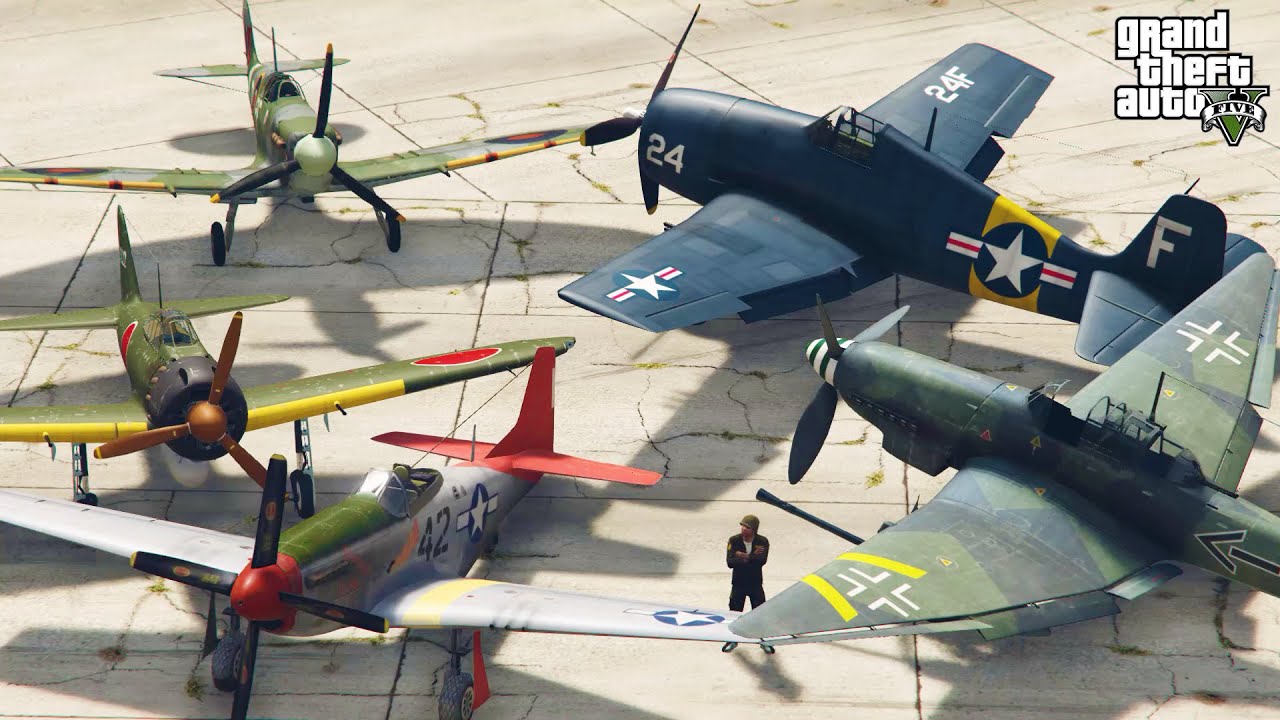 GTA 5 - Stealing World War 2 Fighter Planes with Franklin! | (GTA
