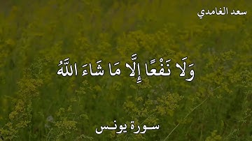 سعد الغامدي سورة يونس قُلْ لَا أَمْلِكُ لِنَفْسِي ضَرًّا وَلَا نَفْعًا إِلَّا مَا شَاءَ اللَّهُ ۗ