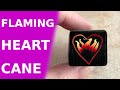 Flaming Heart Polymer Clay Cane