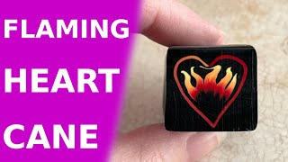 Flaming Heart Polymer Clay Cane