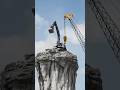 Crane Drags Excavator Off Rocks In Epic Twist😱 #digger #fails #heights