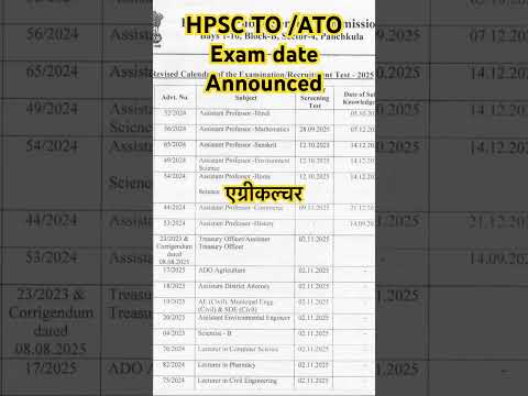 HPSC TO ATO Exam Date Announce today #exam #hpsc #ctet #gkquiz #hpsscclerk #currentaffairs