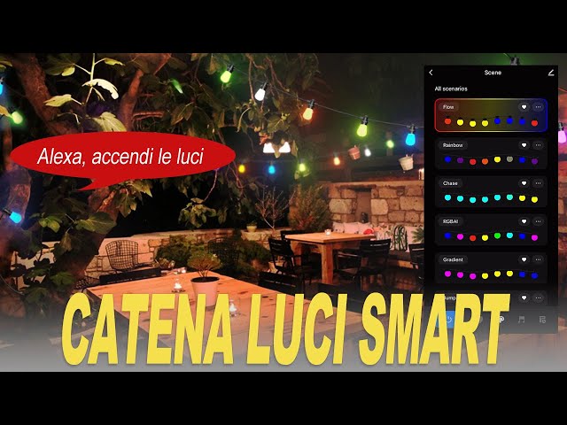 Catena Luminosa LED Colorata 15M Impermeabile IP65 – Dimmabile Con App, Compatibile Con Alexa E Google Assistant, Per Esterni E Feste