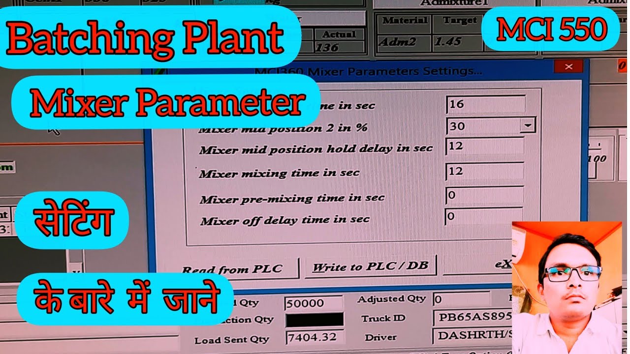 Mixer parameter setting batching plant/ mixer gate mid position set ...