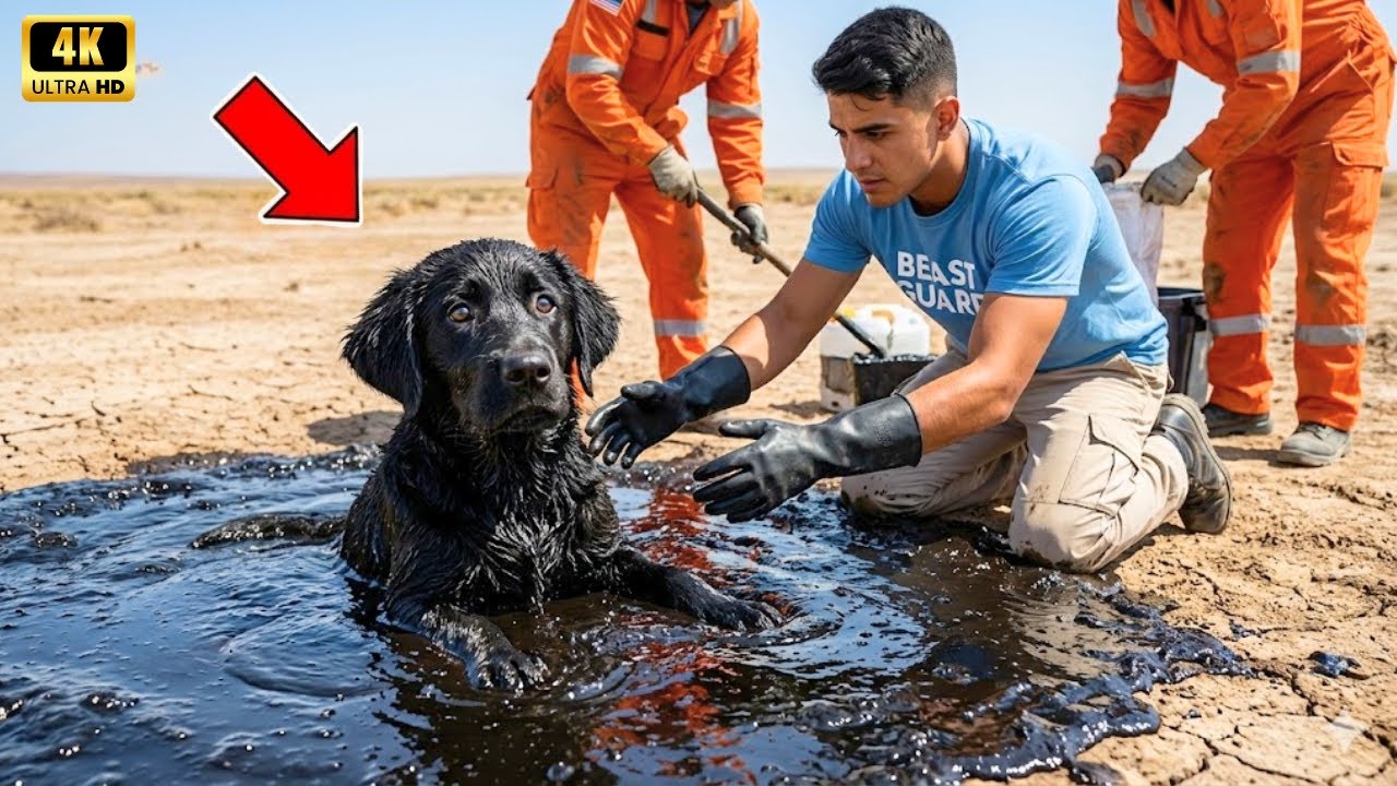 Animal Rescue : Rescue Team Save a Tar Covered Puppy From Hardened Black Tar!