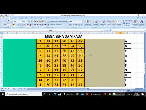 MEGA SENA DA VIRADA. Esquema com 40 números sorteados.