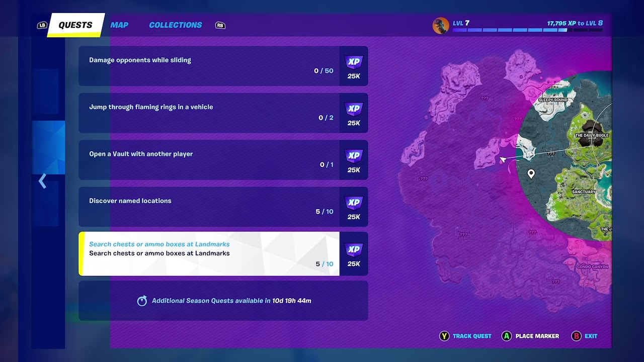 Search chests or ammo boxes at Landmarks Season Quest YouTube