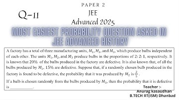 JEE Advanced 2025 Math Paper 2 (Q 11) solution | IIT JEE Maths | #jeeadvanced2025 #projecteducation
