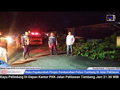 WAKO PAYAKUMBUH PIMPIN PEMBERSIHAN POHON TUMBANG DI JALAN PAHLAWAN