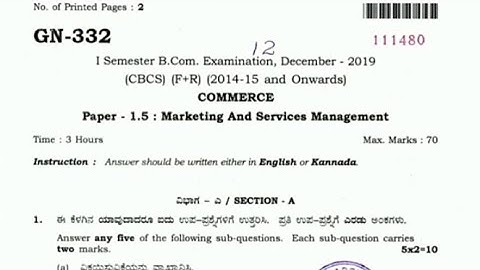B.com 1semester Marketing And Service Management Previous year question papers