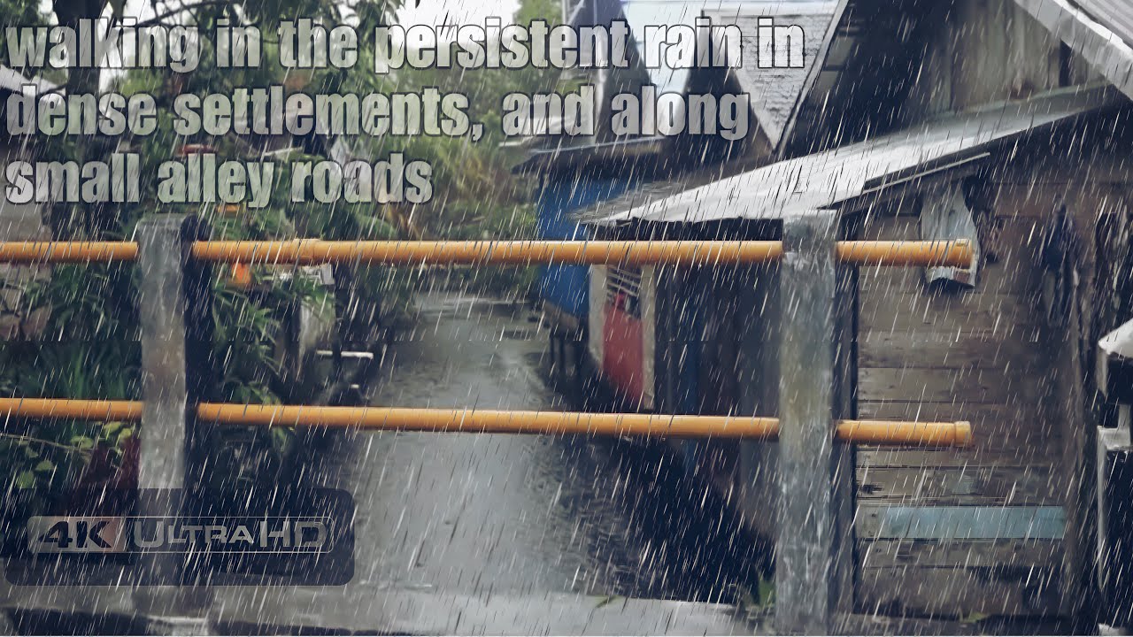 🇮🇩 WALKING IN THE PERSISTENT RAIN| IN dense SETTLEMENTS , and along ...