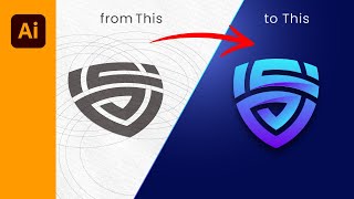 How to create Logo design in Adobe Illustrator - Monogram Shield
