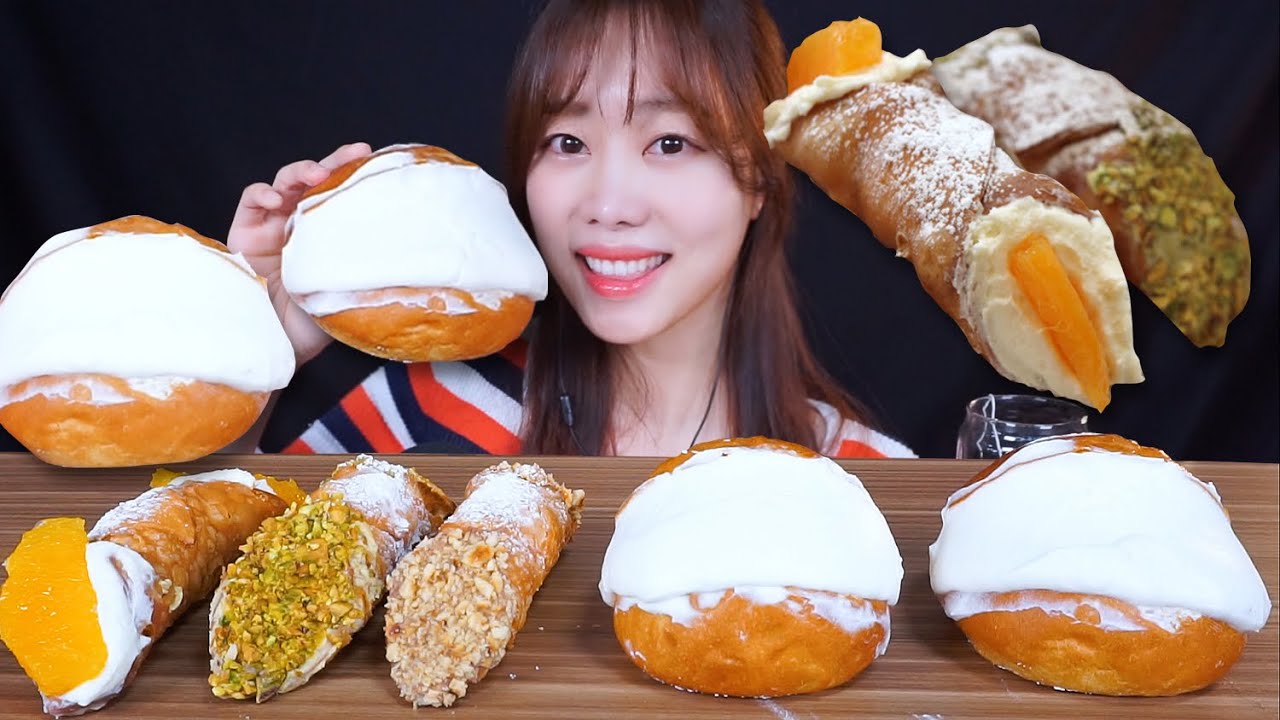 ASMR 이 크림 보고 참을 수 있다구? 마리토쪼 카놀리 먹방 ( Cream Dessert Mukbang Eating show )
