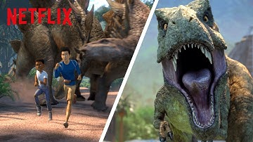Best Dinosaur Escapes & Closest Calls 😰 Jurassic World Camp Cretaceous | Netflix Family