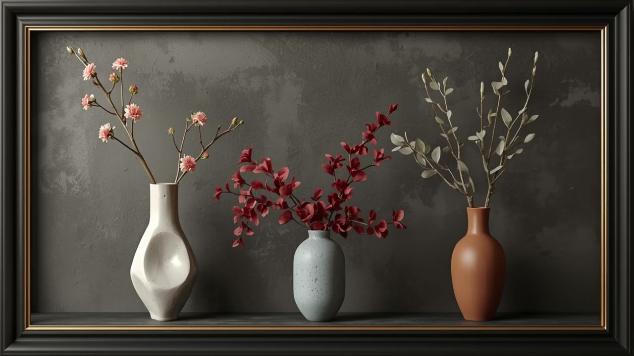 Still Life Flowers Black Frame – Relaxing 4K TV Artwork