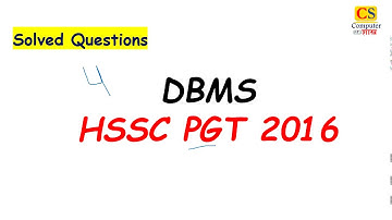 DBMS | HSSC | PGT | 2016 | SOLVED PAPER |