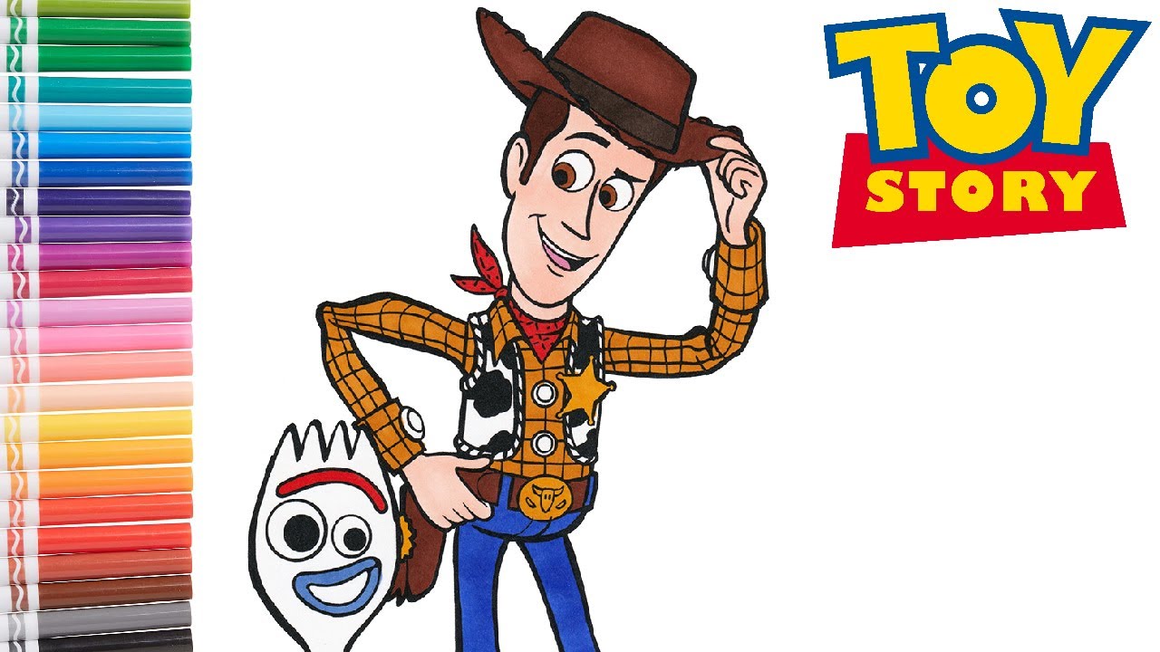 Disney Pixar Toy Story Coloring Book Page - Coloring Woody & Forky with ...