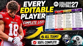 EVERY EDITABLE PLAYER IN COLLEGE FOOTBALL 27! (COMPLETE LIST)
