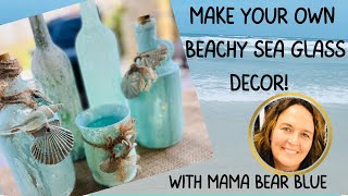 Make your own beachy sea glass decor \& decorate for summer! Easy DIY for gifts, decor for your home!