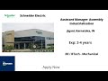 Schneider electric  assistant manager assembly industrialisation  bebtech  mechanical  jigani