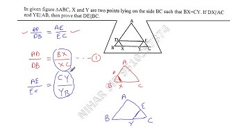 In given Figure Triangle ABC, X and Y are two points lying on the side BC such that BX=CY