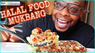 Halal Guys Food Cart Mukbang Vlog 묵방 BIG BITES | LAMB & CHICKEN OVER RICE