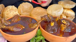 ASMR EATING PURI,MUTTON CURRY,CHICKEN CURRY *SPICY FOOD VIDEOS