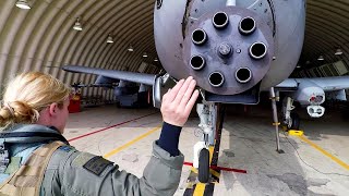 A beautiful woman, the pilot of the world's most powerful attack aircraft A10 Thunderbolt II.