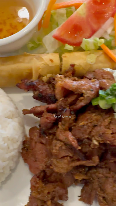 Grilled pork and spring roll meal set #food #vietnamesefood #yummy