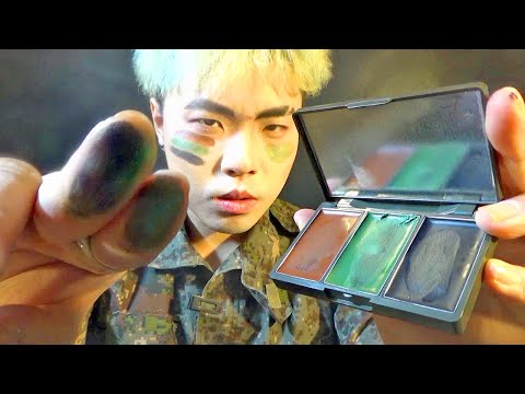 I'll camouflage you ? Realistic ASMR Makeup: Korean Army Edition • Roleplay