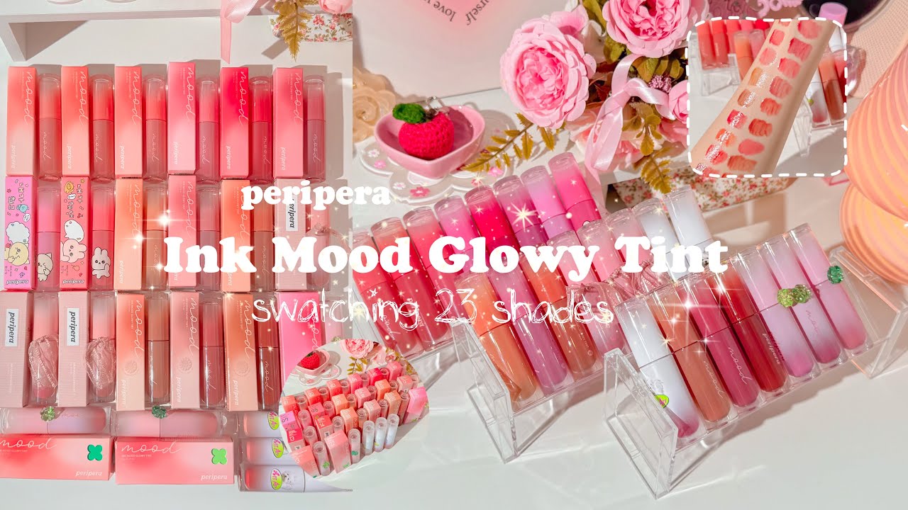 Peripera Ink Mood Glowy Tint 🌸 swatching 23 shades 🎀 Peritage, Maltese, Lucky Lottery…