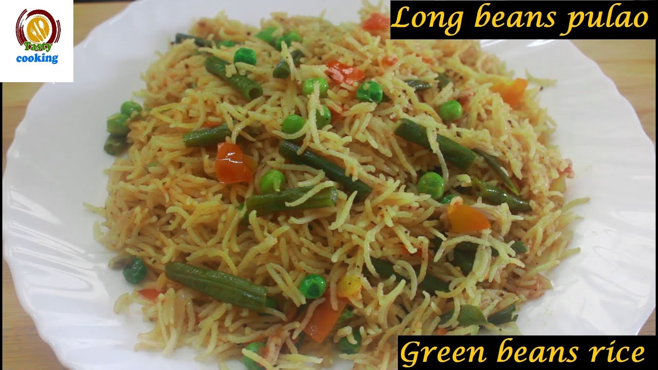long bean rice in rice cooker/green beans rice/long beans pulao/meal