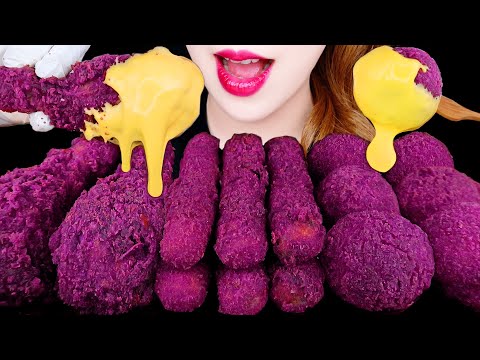 【ASMR】パープルチキン、チーズスティック、チーズボールを食べる 紫サツマイモチップチキン【咀嚼音】​