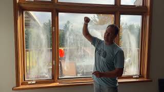 Cloudy, then clear windows...... You could never clean this glass it must be replaced