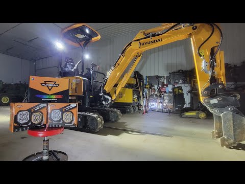 The Worlds First Auxbeam Lighting Makeover On A Excavator!!