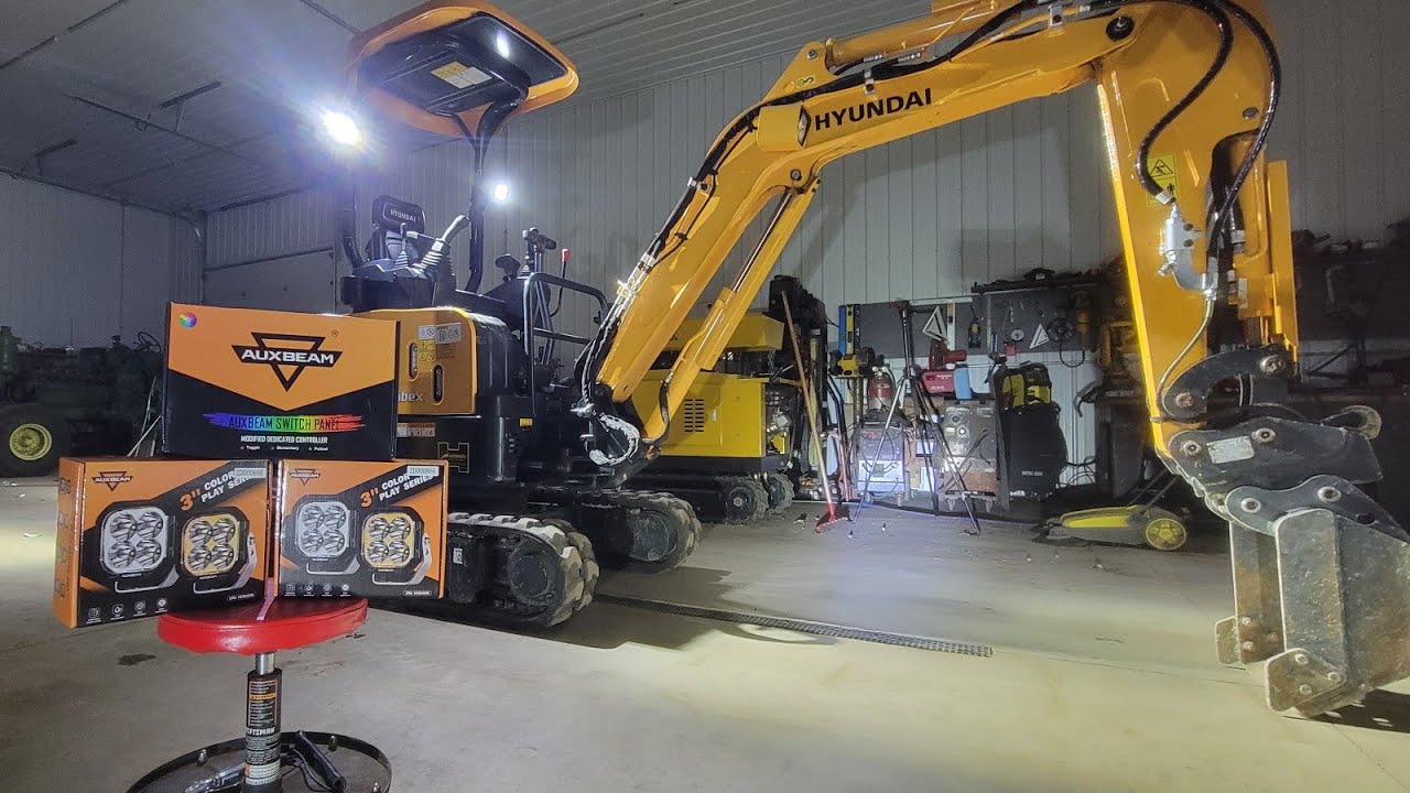 The Worlds First Auxbeam Lighting Makeover On A Excavator!!