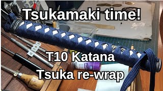 Tsukamaki time! T10 Katana tsuka re-wrap.