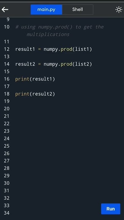 #python 223.Multiply all numbers in list Using numpy.prod() | #shorts # ...