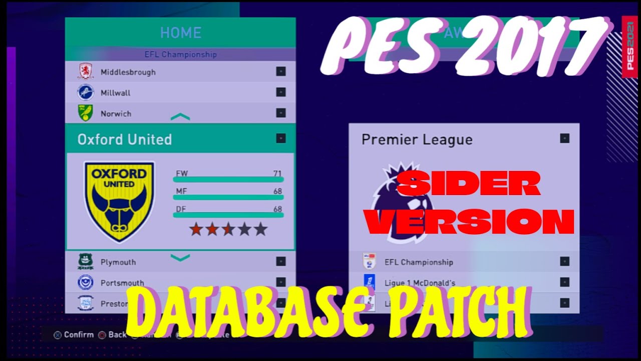 PES 2017 DATABASE PATCH HOW TO INSTALL SIDER VERSION