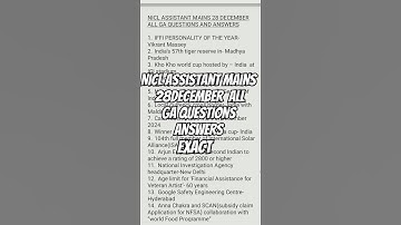 NICL ASSISTANT MAINS GENERAL AWARENES 28 DECEMBER QUESTIONS AND ANSWERS #nicl #niclassistant #study