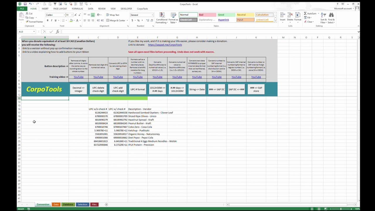 CorpoTools - Add check digit to UPC number in Excel - YouTube