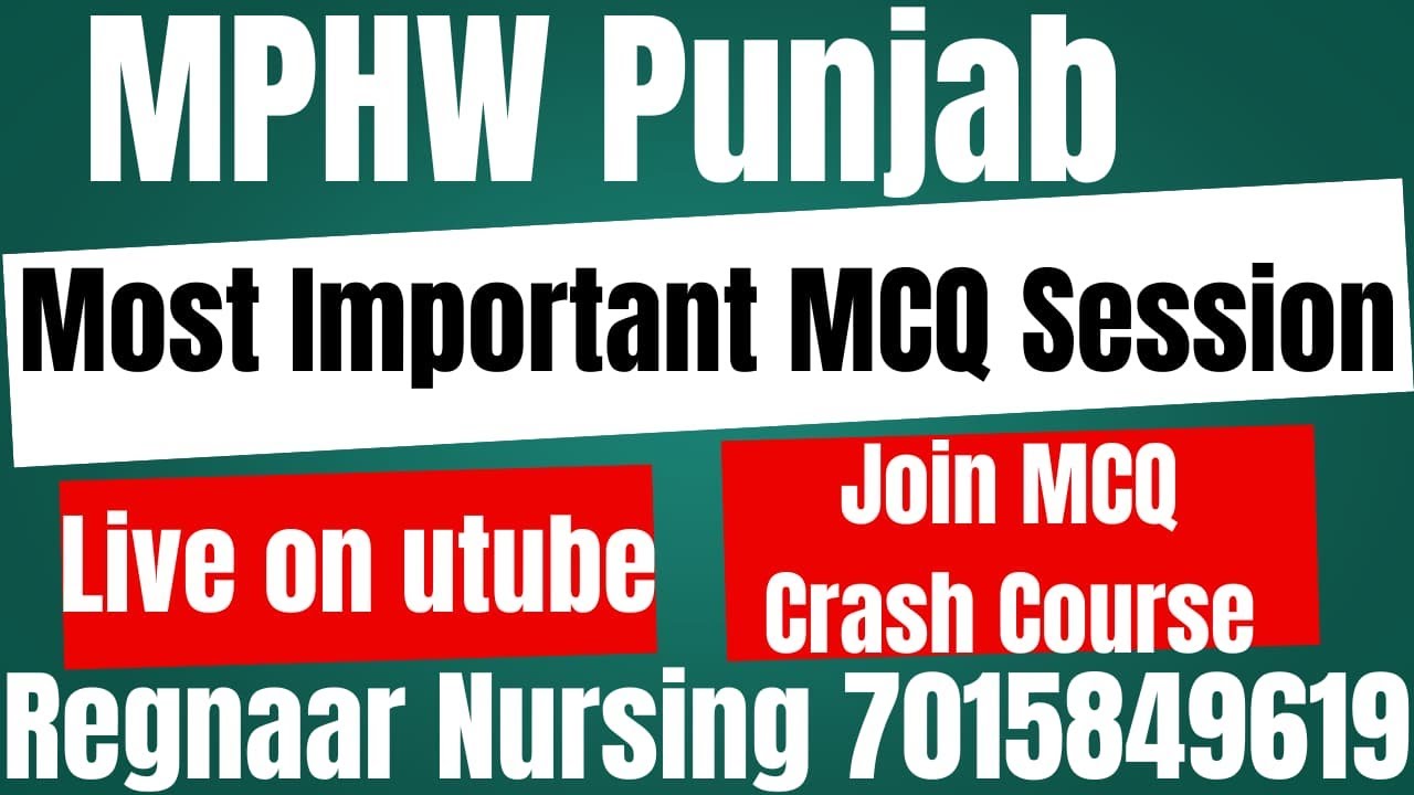 MPHW MALE/FEMALE PUNJAB 2025 QUESTION PAPER SOLUTION   MOST IMPORTANT 7015849619| Regnaar NURSING