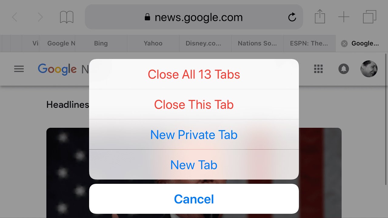 delete safari tabs on ipad