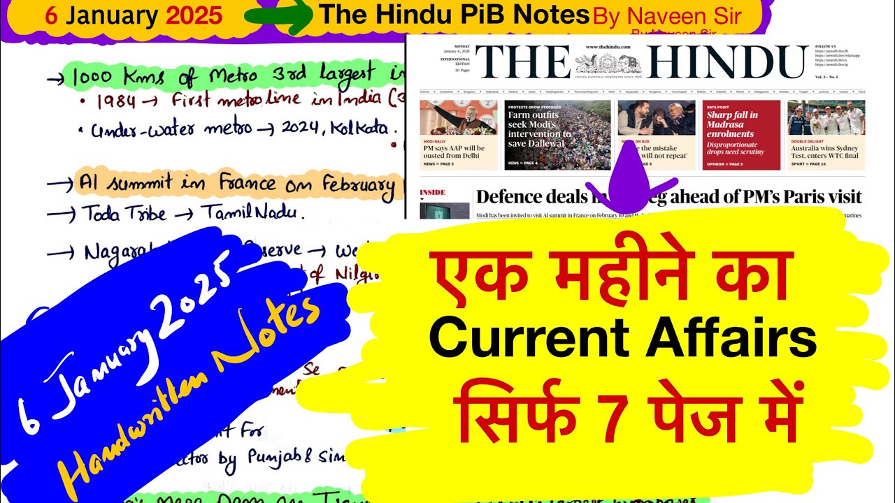 6 January 2025 | The Hindu Newspaper Current Affairs Notes |Pib Current ...