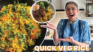 Easy ONE POT fridge raid VEG PULAO ready in minutes | Vegan healthy rice recipe
