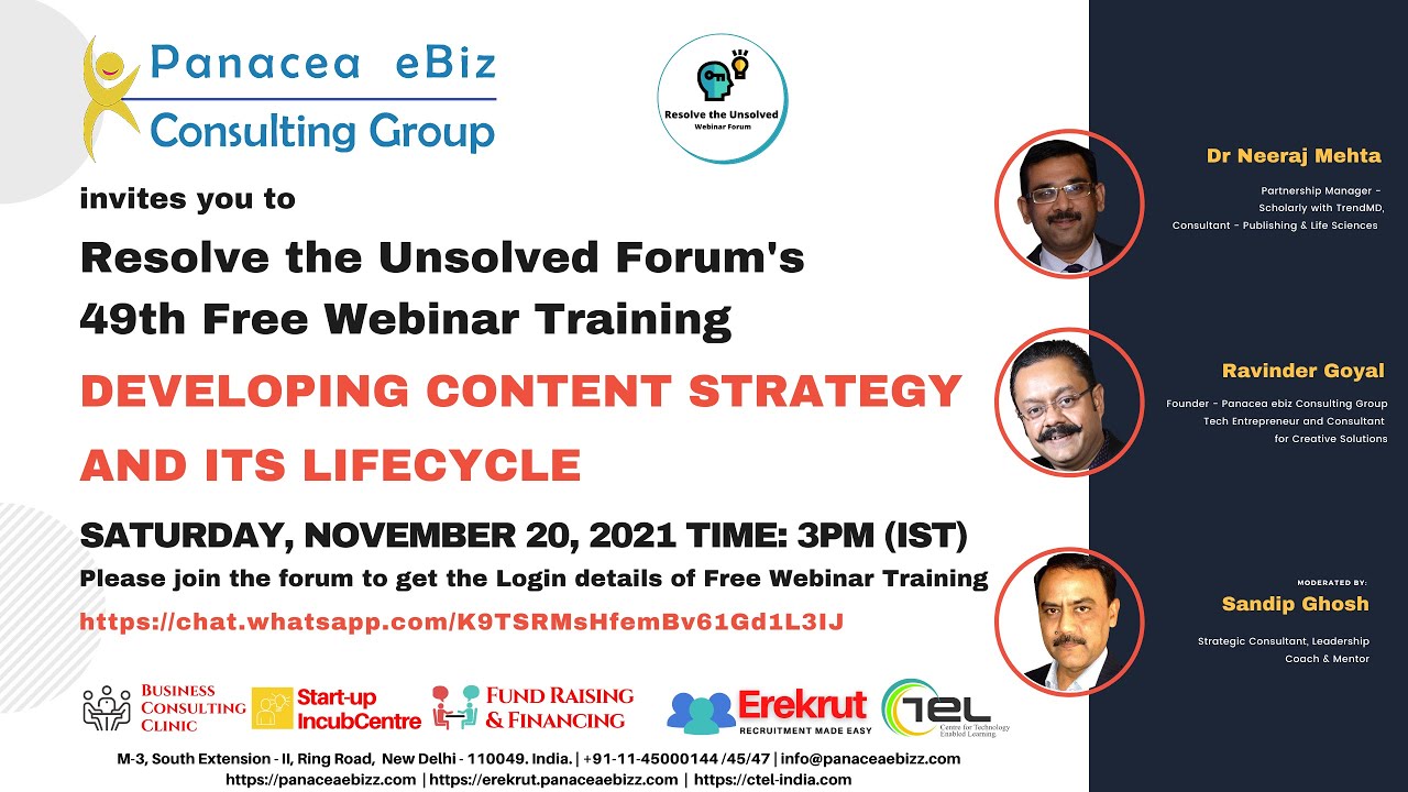 Webinar 49 - Developing Content Strategy And Its Lifecycle - Panacea eBiz Consulting Group