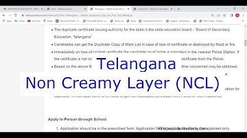 Telangana - Apply for Non Creamy Layer Certificate (Online)