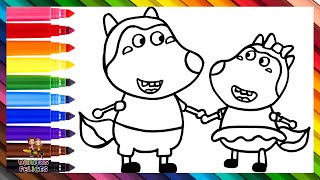 Dibuja y Colorea A Wolfoo Y Lucy 🐺🎀🐺🌈 Dibujos Para Niños